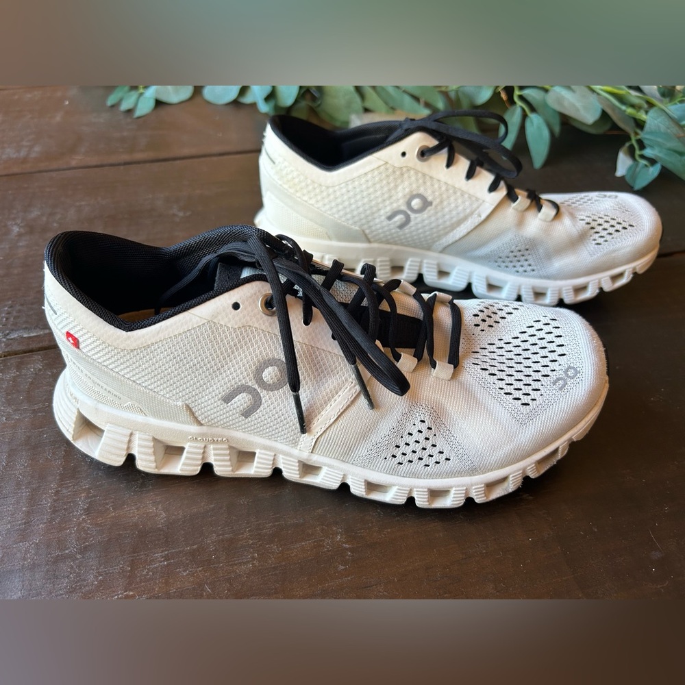 On Cloud X White and Black Sneakers